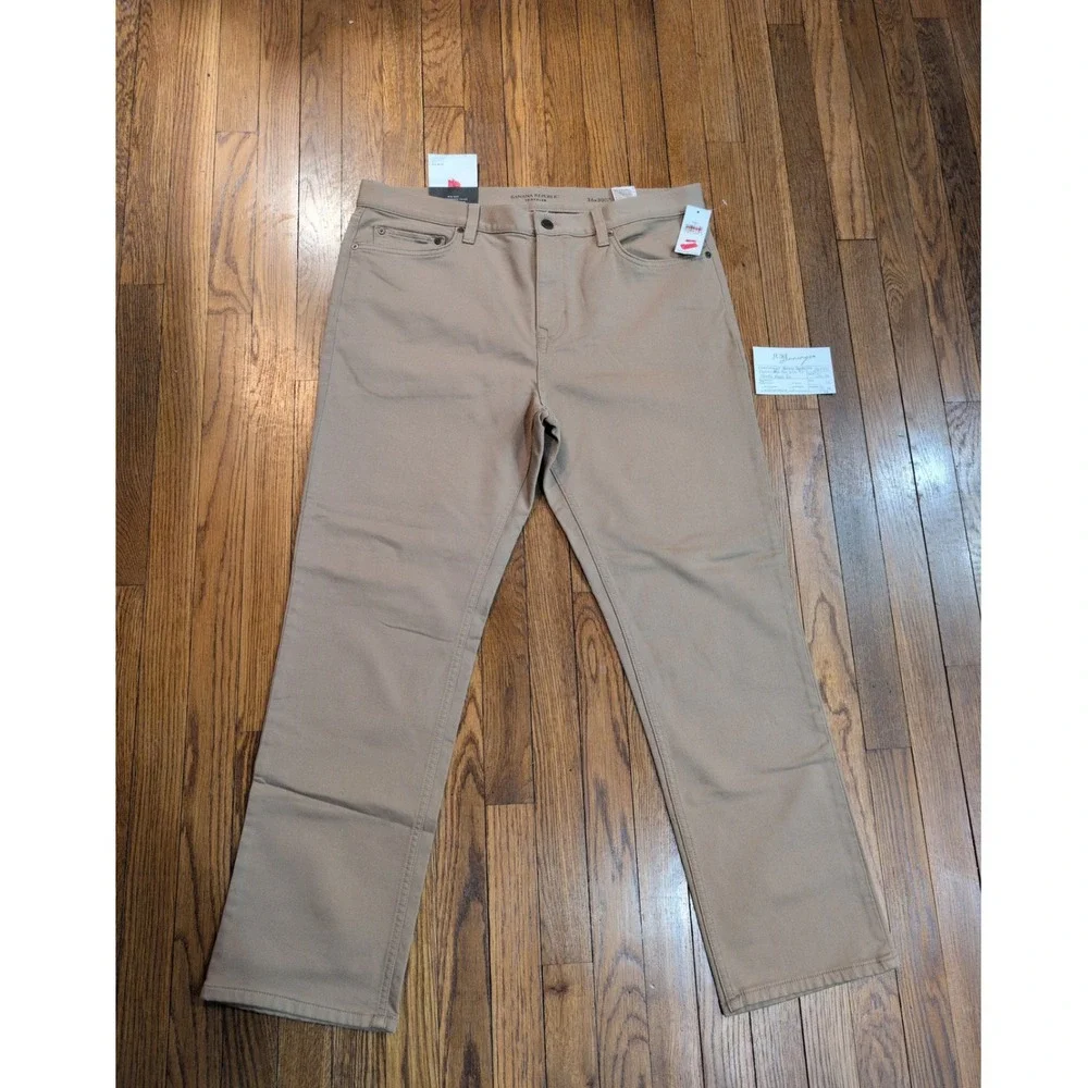 Banana Republic Traveler Pant Mens 36x30 Slim Fit Mid Rise Khaki Tan 488420-01-1